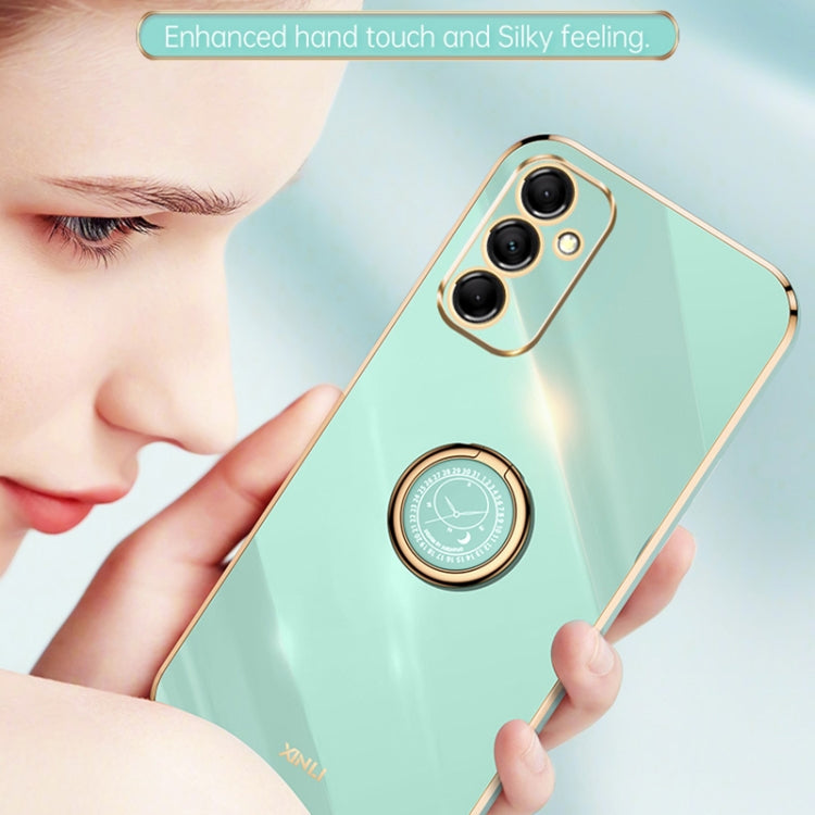 For Samsung Galaxy A55 XINLI Straight Edge 6D Electroplate TPU Phone Case with Ring Holder(Mint Green) - Galaxy Phone Cases by XINLI | Online Shopping South Africa | PMC Jewellery