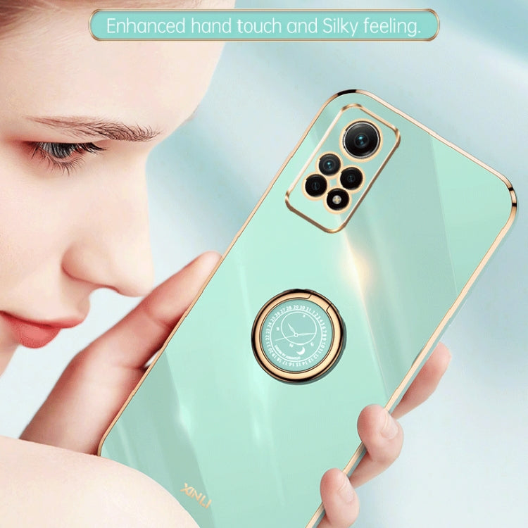 For Xiaomi Redmi Note 12 Pro 4G XINLI Straight Edge 6D Electroplate TPU Phone Case with Ring Holder(Mint Green) - Xiaomi Cases by XINLI | Online Shopping South Africa | PMC Jewellery | Buy Now Pay Later Mobicred