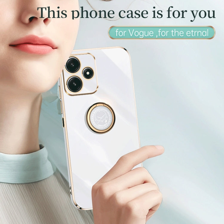 For Xiaomi Redmi Note 12R XINLI Straight Edge 6D Electroplate TPU Phone Case with Ring Holder(Mint Green) - Xiaomi Cases by XINLI | Online Shopping South Africa | PMC TechLife | Buy Now Pay Later Mobicred