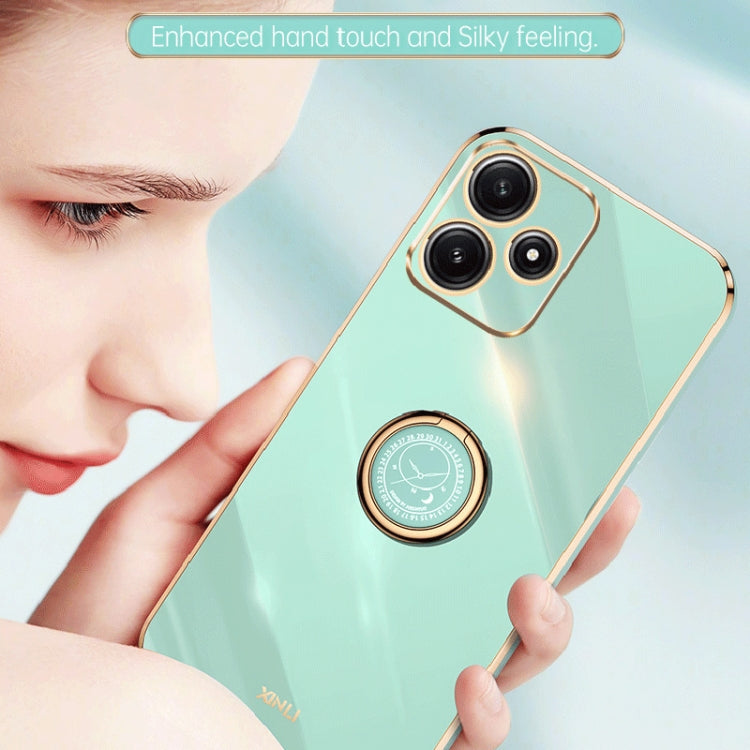 For Xiaomi Redmi Note 12R XINLI Straight Edge 6D Electroplate TPU Phone Case with Ring Holder(Mint Green) - Xiaomi Cases by XINLI | Online Shopping South Africa | PMC TechLife | Buy Now Pay Later Mobicred