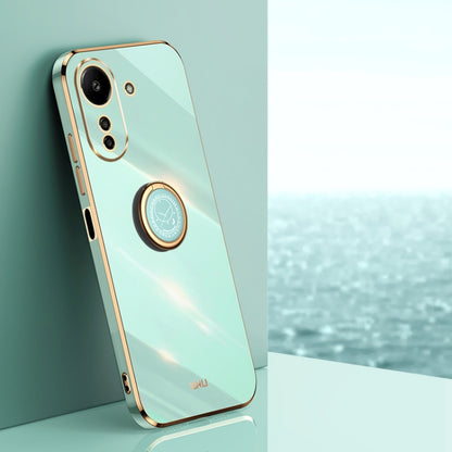 For Xiaomi Redmi 13C 4G XINLI Straight Edge 6D Electroplate TPU Phone Case with Ring Holder(Mint Green) - 13C Cases by XINLI | Online Shopping South Africa | PMC Jewellery | Buy Now Pay Later Mobicred