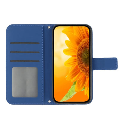 For Xiaomi Poco F5 Skin Feel Sun Flower Embossed Flip Leather Phone Case with Lanyard(Dark Blue) - Xiaomi Cases by PMC Jewellery | Online Shopping South Africa | PMC Jewellery | Buy Now Pay Later Mobicred