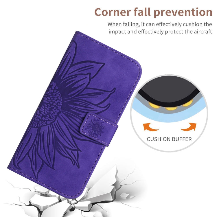 For Xiaomi Poco F5 Pro Skin Feel Sun Flower Embossed Flip Leather Phone Case with Lanyard(Dark Purple) - Xiaomi Cases by PMC Jewellery | Online Shopping South Africa | PMC Jewellery | Buy Now Pay Later Mobicred