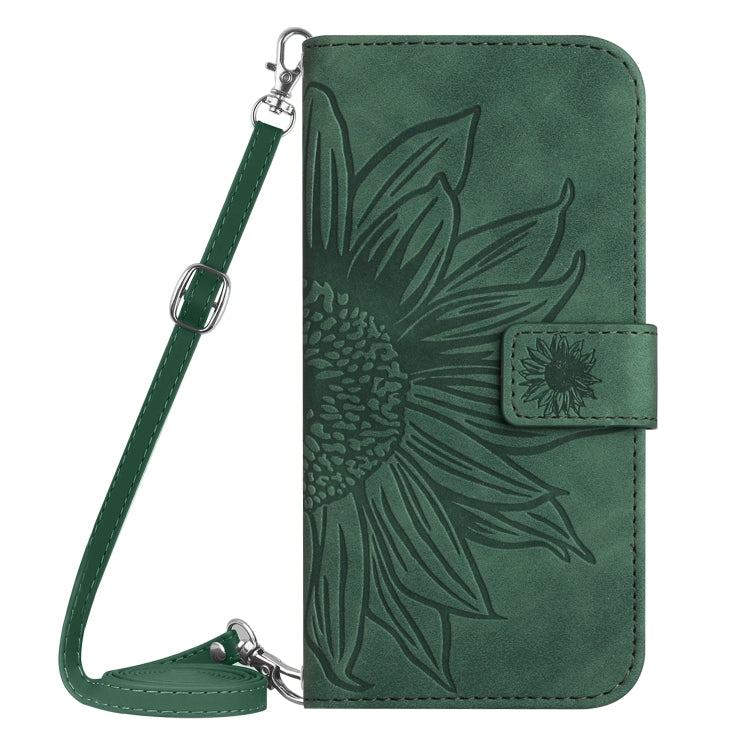 For Xiaomi Poco F5 Pro Skin Feel Sun Flower Embossed Flip Leather Phone Case with Lanyard(Green) - Xiaomi Cases by PMC Jewellery | Online Shopping South Africa | PMC Jewellery | Buy Now Pay Later Mobicred