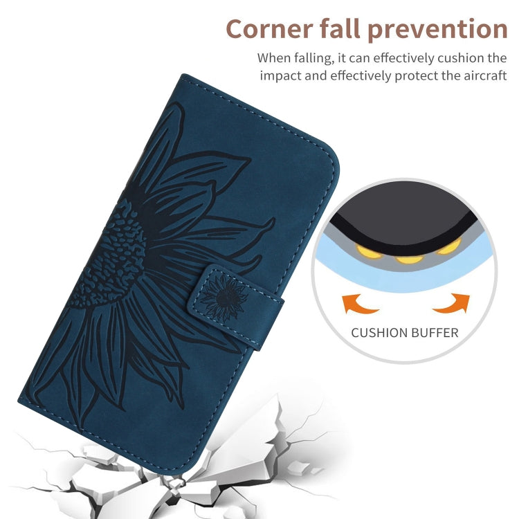 For Xiaomi Redmi Note 12S Skin Feel Sun Flower Embossed Flip Leather Phone Case with Lanyard(Inky Blue) - Xiaomi Cases by PMC Jewellery | Online Shopping South Africa | PMC Jewellery | Buy Now Pay Later Mobicred