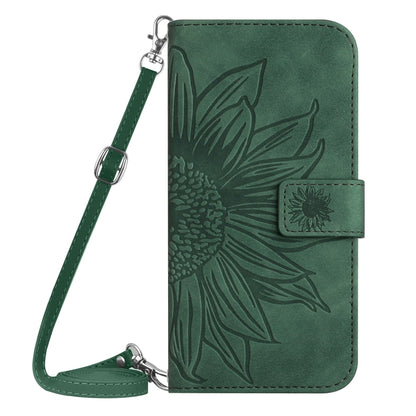 For Xiaomi Redmi Note 12S Skin Feel Sun Flower Embossed Flip Leather Phone Case with Lanyard(Green) - Xiaomi Cases by PMC Jewellery | Online Shopping South Africa | PMC Jewellery | Buy Now Pay Later Mobicred