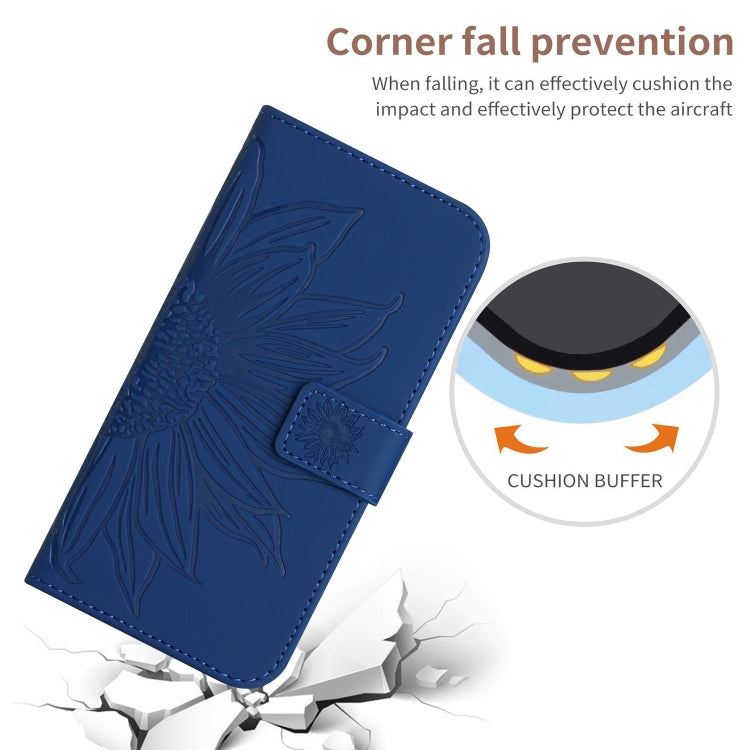 For Xiaomi Redmi 12 5G Skin Feel Sun Flower Embossed Flip Leather Phone Case with Lanyard(Dark Blue) - Xiaomi Cases by PMC Jewellery | Online Shopping South Africa | PMC Jewellery | Buy Now Pay Later Mobicred