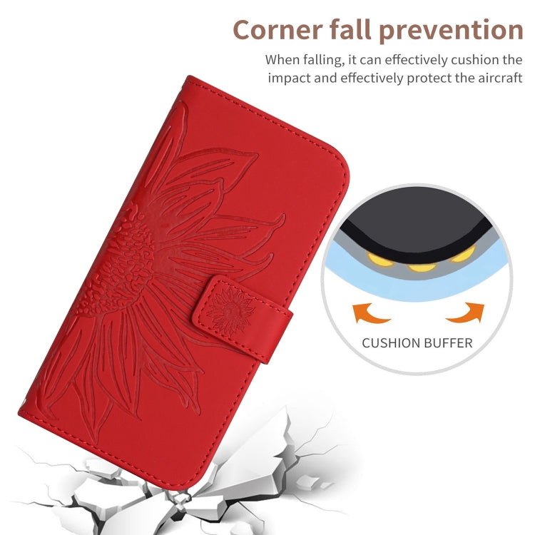 For Xiaomi Redmi 12 5G Skin Feel Sun Flower Embossed Flip Leather Phone Case with Lanyard(Red) - Xiaomi Cases by PMC Jewellery | Online Shopping South Africa | PMC Jewellery | Buy Now Pay Later Mobicred