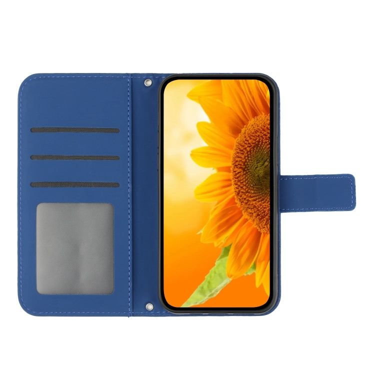 For Xiaomi 13T / 13T Pro Skin Feel Sun Flower Embossed Flip Leather Phone Case with Lanyard(Dark Blue) - Xiaomi Cases by PMC Jewellery | Online Shopping South Africa | PMC Jewellery | Buy Now Pay Later Mobicred