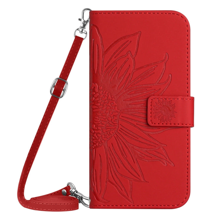 For Xiaomi 13T / 13T Pro Skin Feel Sun Flower Embossed Flip Leather Phone Case with Lanyard(Red) - Xiaomi Cases by PMC Jewellery | Online Shopping South Africa | PMC Jewellery | Buy Now Pay Later Mobicred