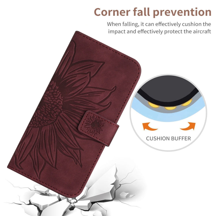 For Xiaomi 14 Skin Feel Sun Flower Embossed Flip Leather Phone Case with Lanyard(Wine Red) - 14 Cases by PMC Jewellery | Online Shopping South Africa | PMC Jewellery | Buy Now Pay Later Mobicred