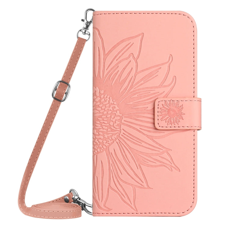 For Xiaomi Redmi Note 13 4G Global Skin Feel Sun Flower Embossed Flip Leather Phone Case with Lanyard(Pink) - Note 13 Cases by PMC Jewellery | Online Shopping South Africa | PMC Jewellery | Buy Now Pay Later Mobicred