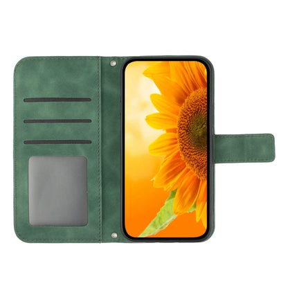 For Xiaomi Redmi A3 Skin Feel Sun Flower Embossed Flip Leather Phone Case with Lanyard(Green) - Xiaomi Cases by PMC Jewellery | Online Shopping South Africa | PMC Jewellery | Buy Now Pay Later Mobicred