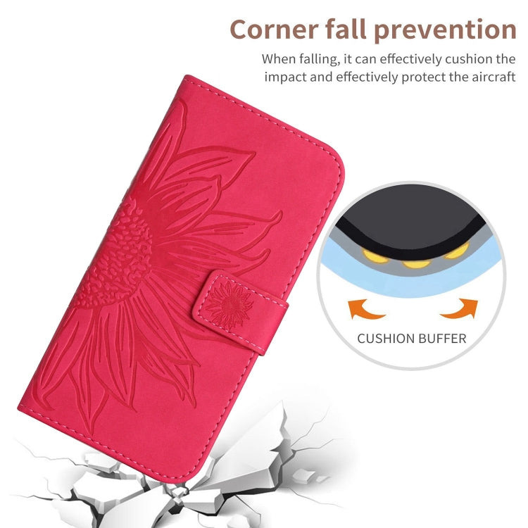 For Xiaomi Redmi Note 13 Pro 4G Global Skin Feel Sun Flower Embossed Flip Leather Phone Case with Lanyard(Rose Red) - Note 13 Pro Cases by PMC Jewellery | Online Shopping South Africa | PMC Jewellery | Buy Now Pay Later Mobicred