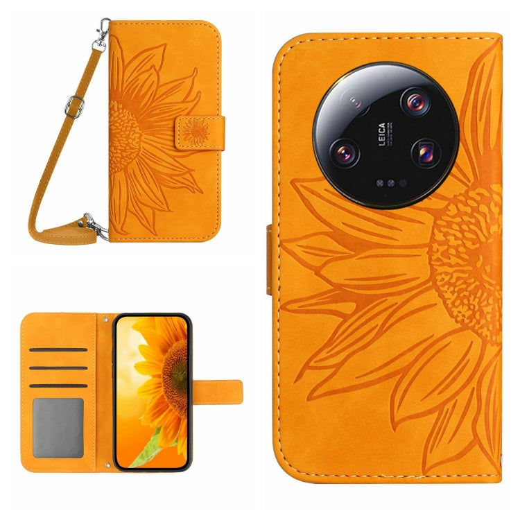 For Xiaomi 14 Ultra Skin Feel Sun Flower Embossed Flip Leather Phone Case with Lanyard(Yellow) - 14 Ultra Cases by PMC Jewellery | Online Shopping South Africa | PMC Jewellery | Buy Now Pay Later Mobicred