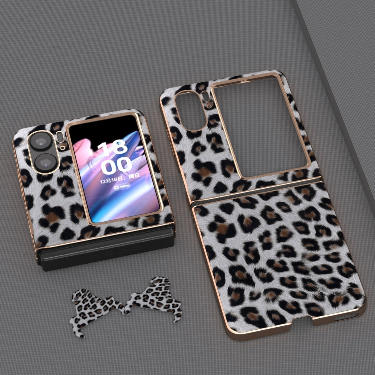 For OPPO Find N2 Flip Nano Plating Leopard Texture Phone Case(Silver Leopard) - Find N2 Flip Cases by PMC Jewellery | Online Shopping South Africa | PMC Jewellery | Buy Now Pay Later Mobicred