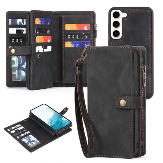 For Samsung Galaxy A33 5G Zipper Wallet Detachable MagSafe Leather Phone Case(Black) - Galaxy Phone Cases by PMC Jewellery | Online Shopping South Africa | PMC Jewellery