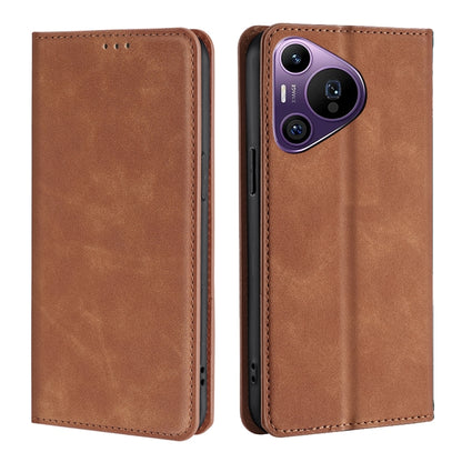 For Huawei Pura 70 Pro / Pro+ Skin Feel Magnetic Leather Phone Case(Light Brown) - Huawei Cases by PMC Jewellery | Online Shopping South Africa | PMC Jewellery | Buy Now Pay Later Mobicred