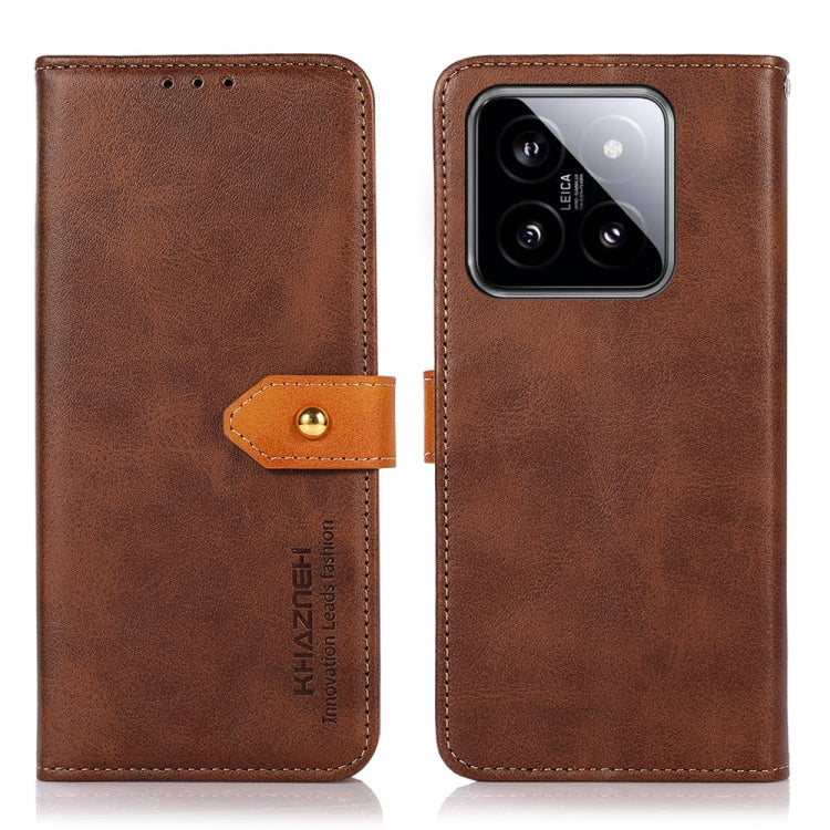 For Xiaomi 14 Pro KHAZNEH Cowhide Texture Flip Leather Phone Case(Brown) - 14 Pro Cases by PMC TechLife | Online Shopping South Africa | PMC TechLife | Buy Now Pay Later Mobicred