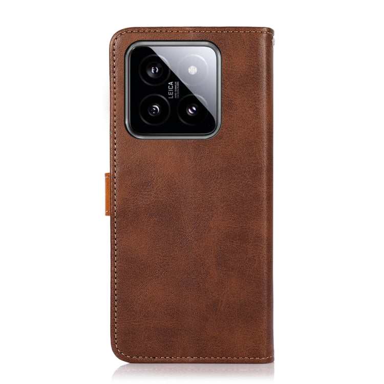 For Xiaomi 14 Pro KHAZNEH Cowhide Texture Flip Leather Phone Case(Brown) - 14 Pro Cases by PMC TechLife | Online Shopping South Africa | PMC TechLife | Buy Now Pay Later Mobicred