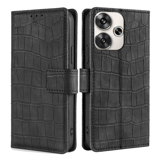 For Xiaomi Redmi Turbo 3 5G Skin Feel Crocodile Magnetic Clasp Leather Phone Case(Black) - 13 Ultra Cases by PMC Jewellery | Online Shopping South Africa | PMC Jewellery | Buy Now Pay Later Mobicred