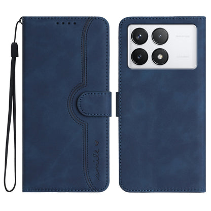 For Xiaomi Redmi K70 Heart Pattern Skin Feel Leather Phone Case(Royal Blue) - K70 Cases by PMC Jewellery | Online Shopping South Africa | PMC Jewellery | Buy Now Pay Later Mobicred