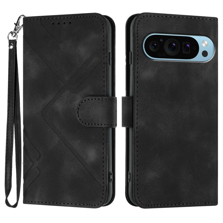 For Google Pixel 9 Pro Line Pattern Skin Feel Leather Phone Case(Black) - Google Cases by PMC Jewellery | Online Shopping South Africa | PMC Jewellery | Buy Now Pay Later Mobicred