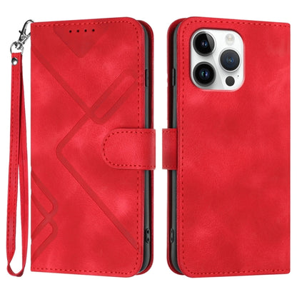 For iPhone 16 Pro Max Line Pattern Skin Feel Leather Phone Case(Red) - iPhone 16 Pro Max Cases by PMC Jewellery | Online Shopping South Africa | PMC Jewellery | Buy Now Pay Later Mobicred