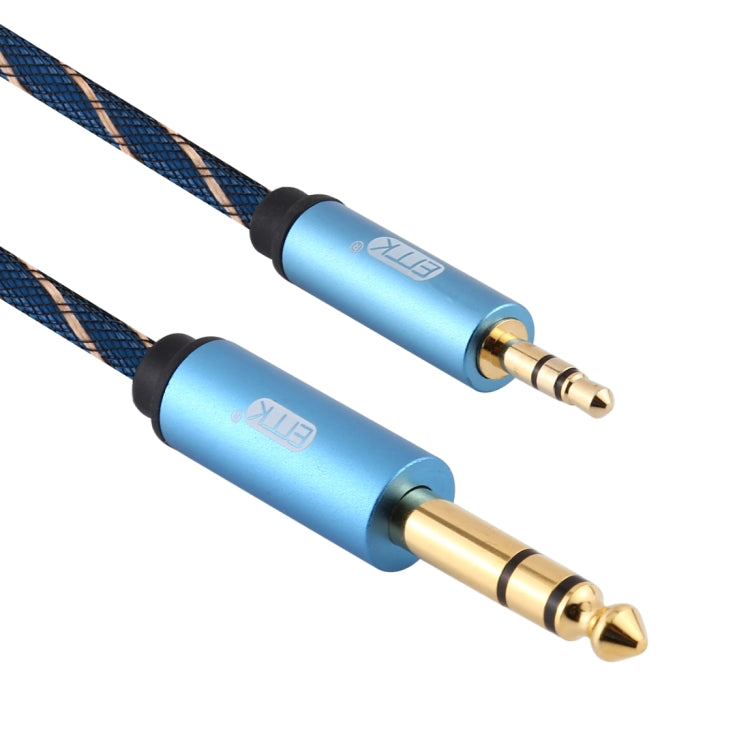 EMK 3.5mm Jack Male to 6.35mm Jack Male Gold Plated Connector Nylon Braid AUX Cable for Computer / X-BOX / PS3 / CD / DVD, Cable Length:2m(Dark Blue) - Audio Optical Cables by EMK | Online Shopping South Africa | PMC Jewellery | Buy Now Pay Later Mobicred