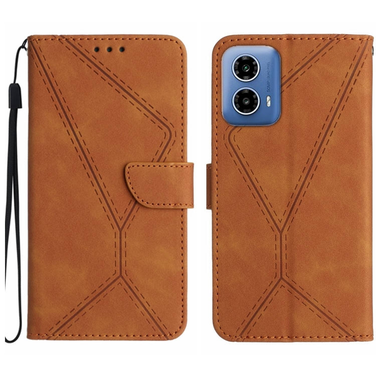 For Motorola Moto G34 5G Stitching Embossed Leather Phone Case(Brown) - Motorola Cases by PMC TechLife | Online Shopping South Africa | PMC TechLife | Buy Now Pay Later Mobicred