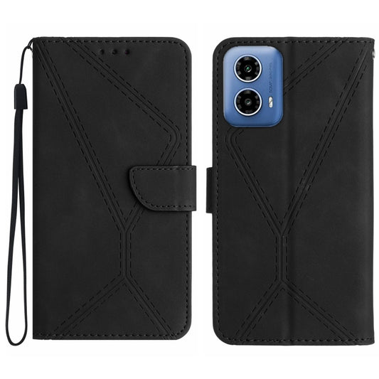 For Motorola Moto G34 5G Stitching Embossed Leather Phone Case(Black) - Motorola Cases by PMC Jewellery | Online Shopping South Africa | PMC Jewellery | Buy Now Pay Later Mobicred