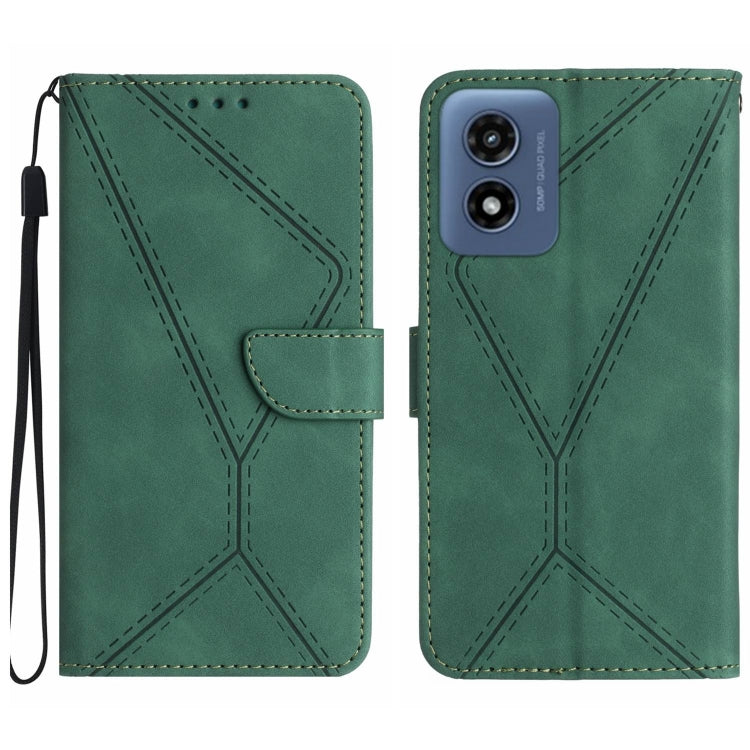 For Motorola Moto G Play 4G 2024 Stitching Embossed Leather Phone Case(Green) - Motorola Cases by PMC Jewellery | Online Shopping South Africa | PMC Jewellery | Buy Now Pay Later Mobicred