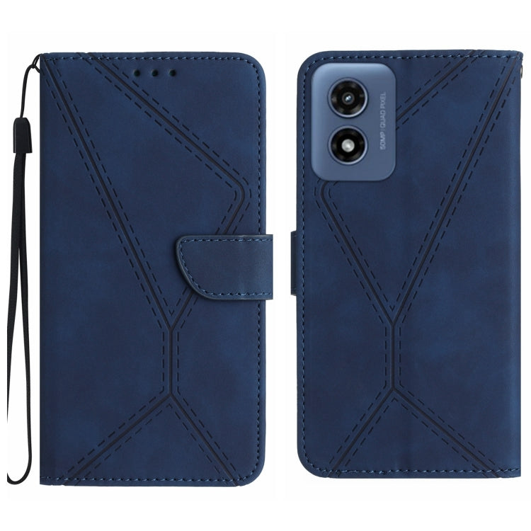 For Motorola Moto G Play 4G 2024 Stitching Embossed Leather Phone Case(Blue) - Motorola Cases by PMC Jewellery | Online Shopping South Africa | PMC Jewellery | Buy Now Pay Later Mobicred