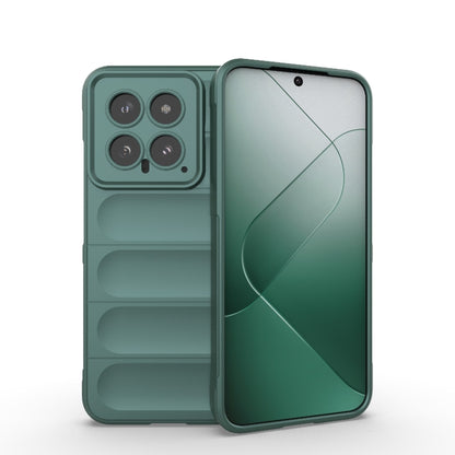 For Xiaomi 14 5G Magic Shield TPU + Flannel Phone Case(Dark Green) - 14 Cases by PMC Jewellery | Online Shopping South Africa | PMC Jewellery | Buy Now Pay Later Mobicred