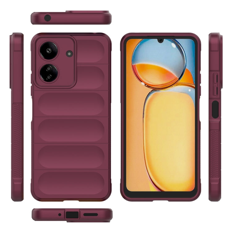 For Xiaomi Redmi 13C 4G Global Magic Shield TPU + Flannel Phone Case(Wine Red) - 13C Cases by PMC Jewellery | Online Shopping South Africa | PMC Jewellery | Buy Now Pay Later Mobicred