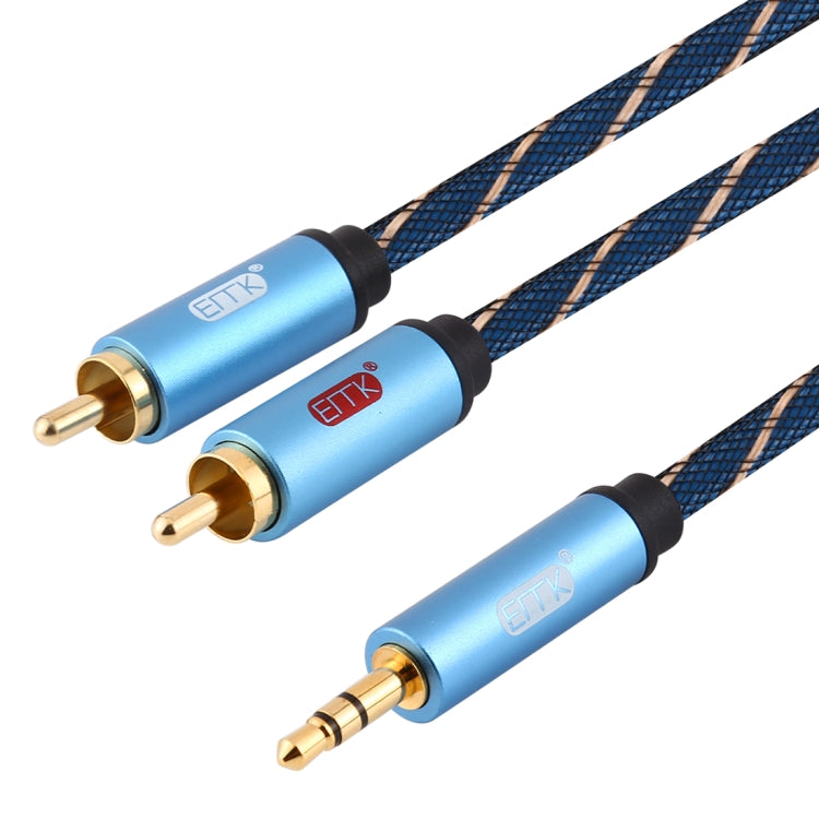 EMK 3.5mm Jack Male to 2 x RCA Male Gold Plated Connector Speaker Audio Cable, Cable Length:1.5m(Dark Blue) - Audio Optical Cables by EMK | Online Shopping South Africa | PMC Jewellery | Buy Now Pay Later Mobicred