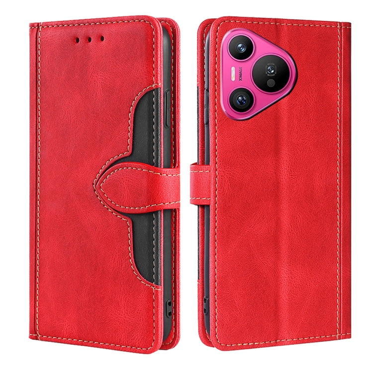 For Huawei Pura 70 5G Skin Feel Magnetic Buckle Leather Phone Case(Red) - Huawei Cases by PMC Jewellery | Online Shopping South Africa | PMC Jewellery | Buy Now Pay Later Mobicred