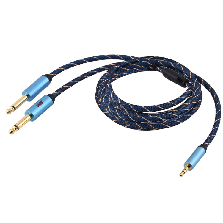 EMK 3.5mm Jack Male to 2 x 6.35mm Jack Male Gold Plated Connector Nylon Braid AUX Cable for Computer / X-BOX / PS3 / CD / DVD, Cable Length:3m(Dark Blue) - Audio Optical Cables by PMC Jewellery | Online Shopping South Africa | PMC Jewellery | Buy Now Pay Later Mobicred