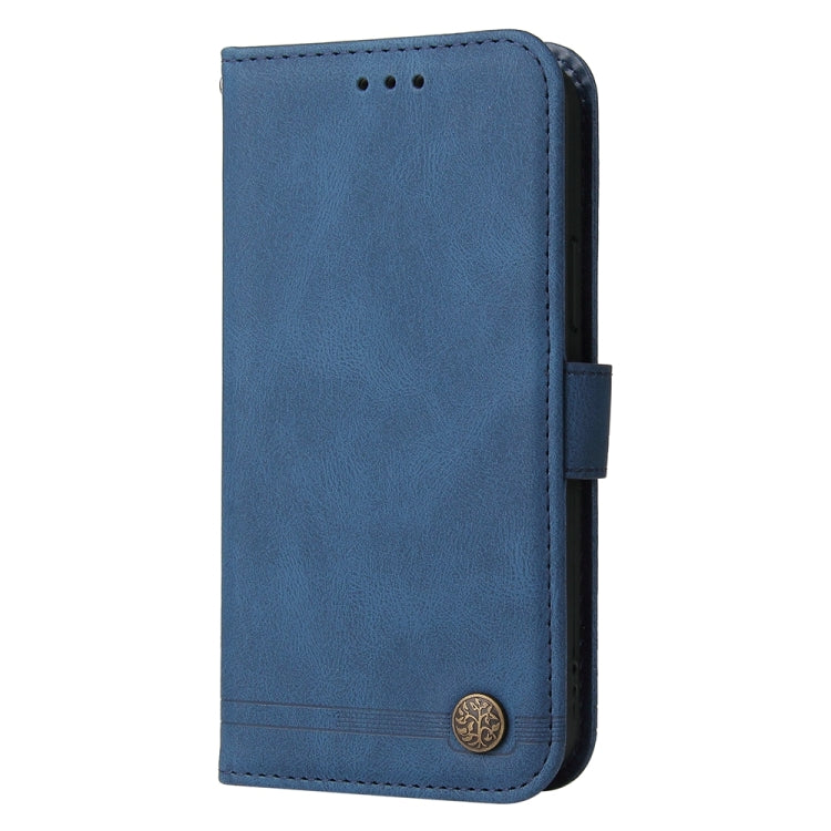 For Honor 100 Pro Skin Feel Life Tree Metal Button Leather Phone Case(Blue) - Honor Cases by PMC Jewellery | Online Shopping South Africa | PMC Jewellery | Buy Now Pay Later Mobicred