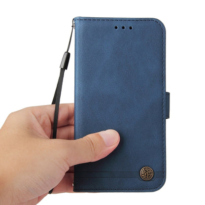 For Honor 100 Pro Skin Feel Life Tree Metal Button Leather Phone Case(Blue) - Honor Cases by PMC Jewellery | Online Shopping South Africa | PMC Jewellery | Buy Now Pay Later Mobicred