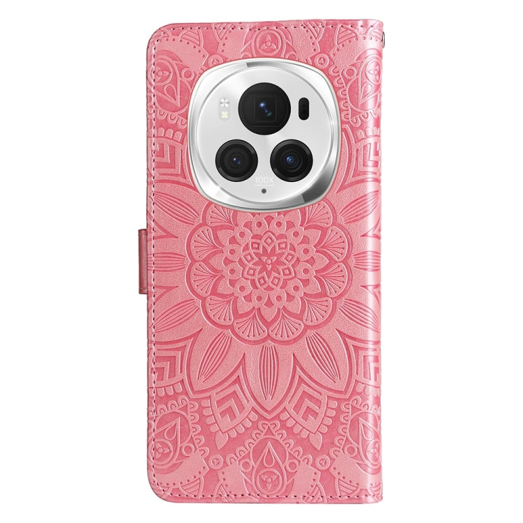 For Honor Magic6 Pro Embossed Sunflower Leather Phone Case(Rose Gold) - Honor Cases by PMC Jewellery | Online Shopping South Africa | PMC Jewellery | Buy Now Pay Later Mobicred