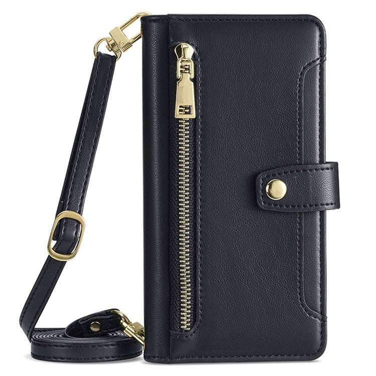 For Samsung Galaxy S24 Ultra 5G Sheep Texture Cross-body Zipper Wallet Leather Phone Case(Black) - Galaxy S24 Ultra 5G Cases by PMC Jewellery | Online Shopping South Africa | PMC Jewellery | Buy Now Pay Later Mobicred