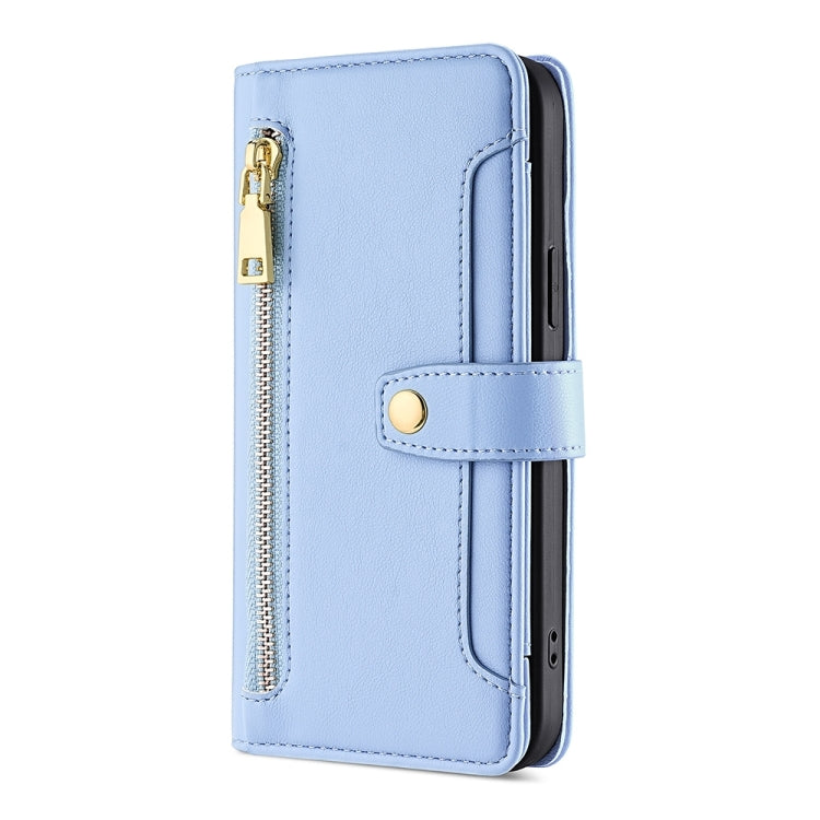For OnePlus Ace 2 Pro Sheep Texture Cross-body Zipper Wallet Leather Phone Case(Blue) - OnePlus Cases by PMC TechLife | Online Shopping South Africa | PMC TechLife | Buy Now Pay Later Mobicred