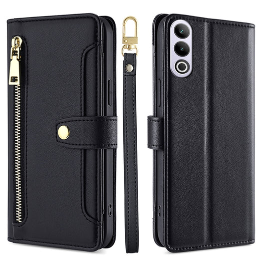 For OnePlus Ace 3V 5G Sheep Texture Cross-body Zipper Wallet Leather Phone Case(Black) - OnePlus Cases by PMC Jewellery | Online Shopping South Africa | PMC Jewellery | Buy Now Pay Later Mobicred