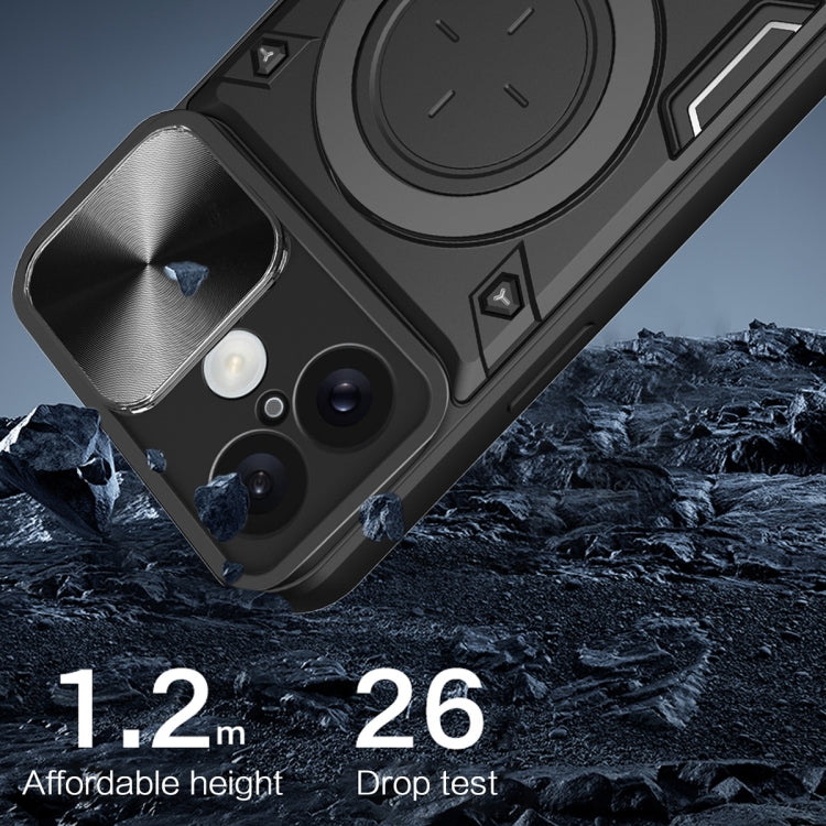 For iPhone 16 CD Texture Sliding Camshield Magnetic Holder Phone Case(Silver) - iPhone 16 Cases by PMC TechLife | Online Shopping South Africa | PMC TechLife | Buy Now Pay Later Mobicred