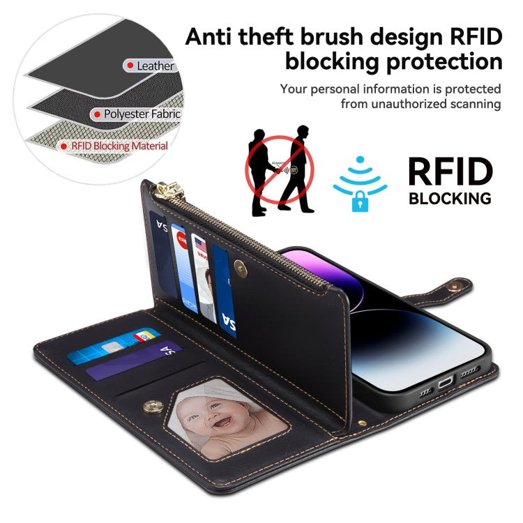 For Google Pixel 8 ESEBLE Star Series Lanyard Zipper Wallet RFID Leather Case(Black) - Google Cases by ESEBLE | Online Shopping South Africa | PMC TechLife | Buy Now Pay Later Mobicred