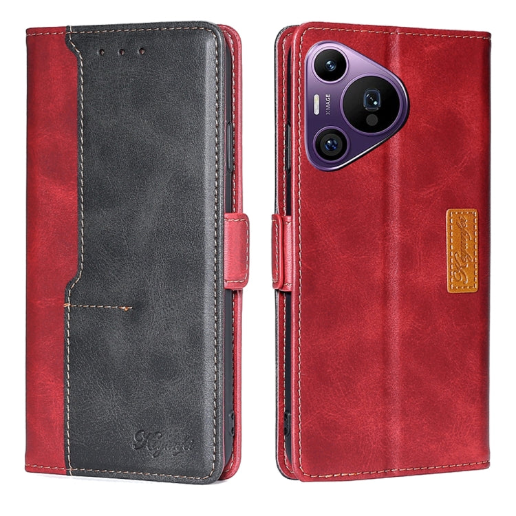 For Huawei Pura 70 Pro / 70 Pro+ 5G Contrast Color Side Buckle Leather Phone Case(Red + Black) - Huawei Cases by PMC Jewellery | Online Shopping South Africa | PMC Jewellery | Buy Now Pay Later Mobicred