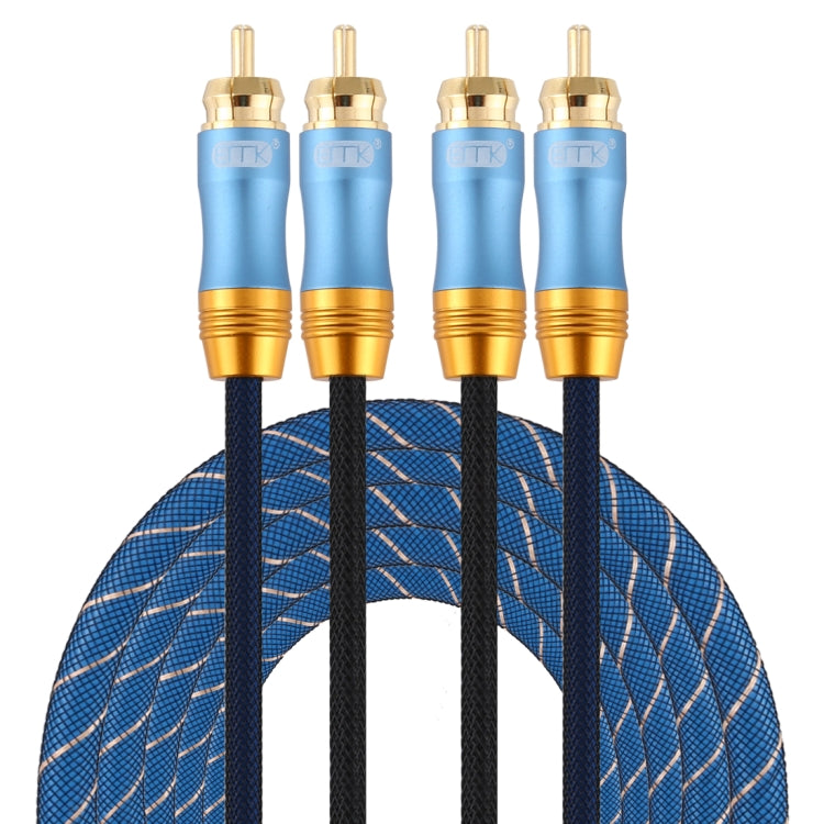 EMK 2 x RCA Male to 2 x RCA Male Gold Plated Connector Nylon Braid Coaxial Audio Cable for TV / Amplifier / Home Theater / DVD, Cable Length:3m(Dark Blue) - Audio Optical Cables by EMK | Online Shopping South Africa | PMC Jewellery | Buy Now Pay Later Mobicred