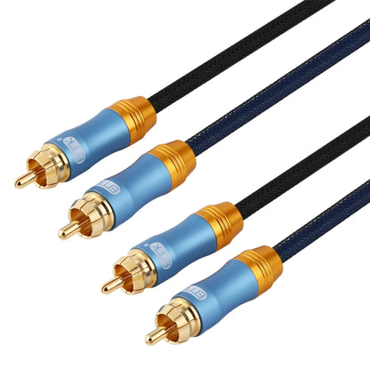 EMK 2 x RCA Male to 2 x RCA Male Gold Plated Connector Nylon Braid Coaxial Audio Cable for TV / Amplifier / Home Theater / DVD, Cable Length:5m(Dark Blue) - Audio Optical Cables by EMK | Online Shopping South Africa | PMC Jewellery | Buy Now Pay Later Mobicred