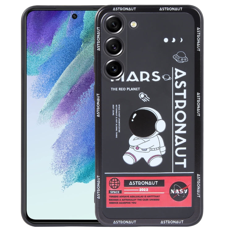 For Samsung Galaxy S21 FE 5G Astronaut Pattern Silicone Straight Edge Phone Case(Mars Astronaut-Black) - Galaxy Phone Cases by PMC Jewellery | Online Shopping South Africa | PMC Jewellery | Buy Now Pay Later Mobicred